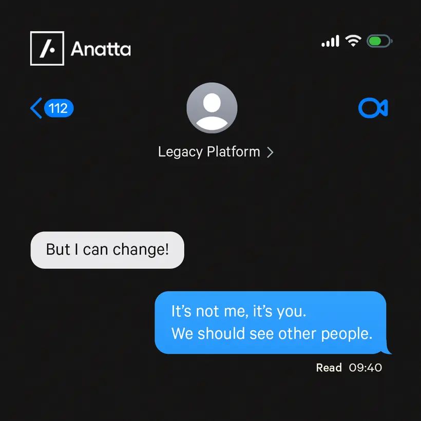 Breakup text to a legacy platform