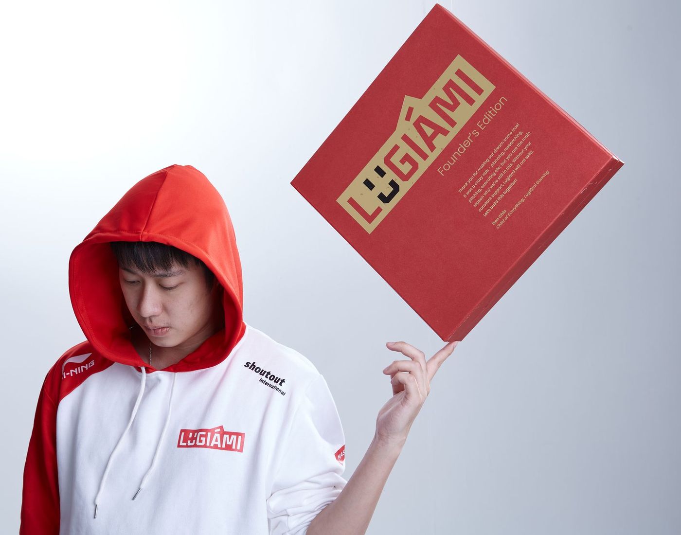 Gold foil on red